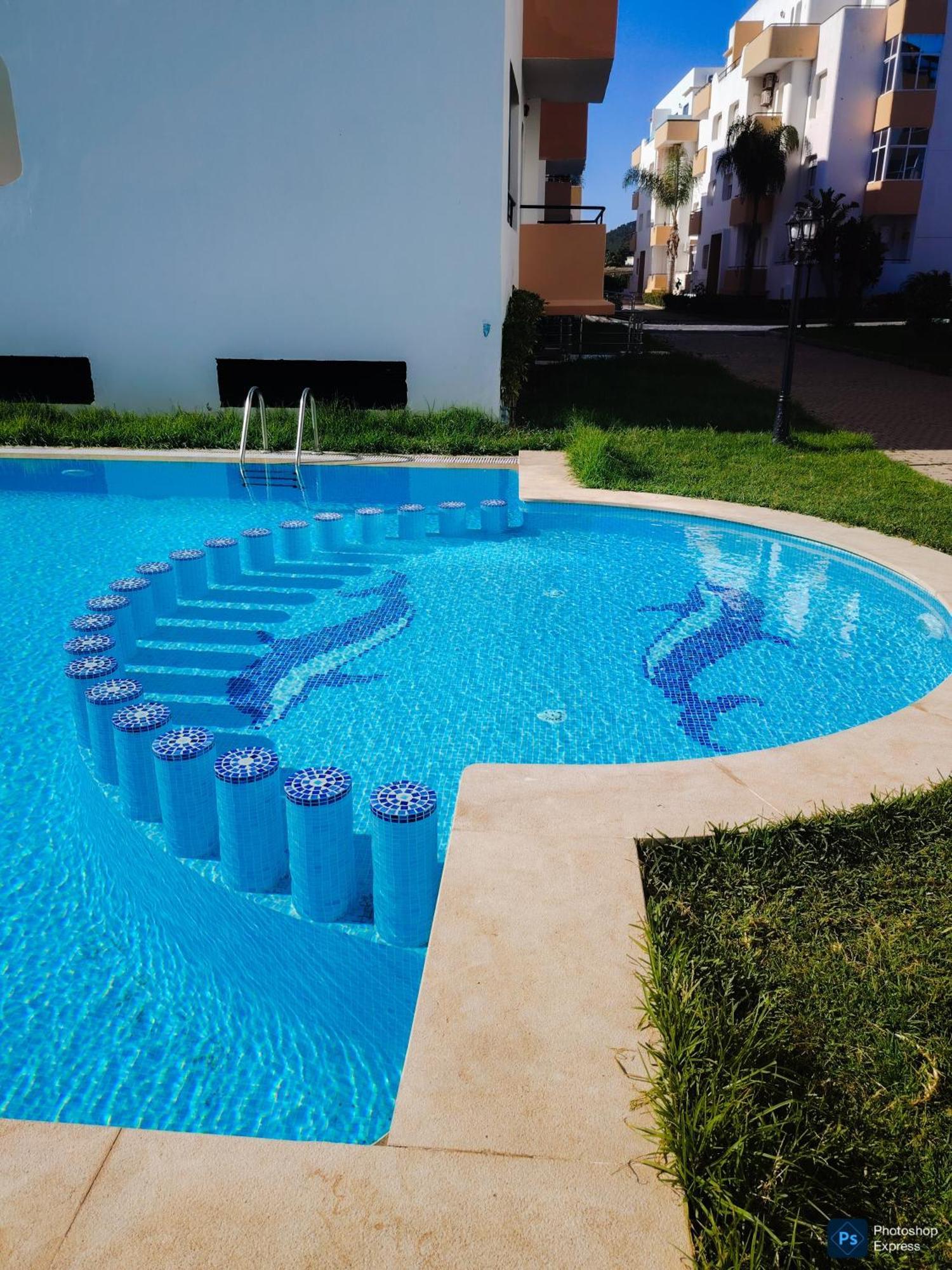 De Luxe - Climatise Sur La De Achakar Complexe Avec Piscine Apartamento Tánger